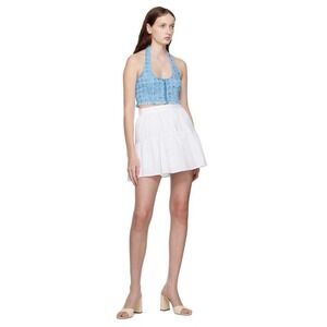 Staud Mini Sea Skirt White Cotton Poplin Tiered A-Line Cottagecore Prairie Sz 10